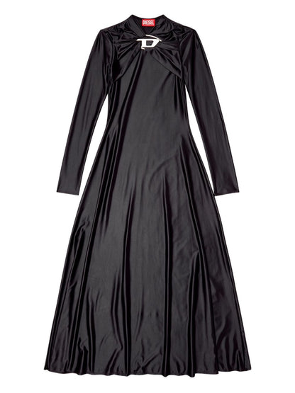 Diesel Twist-Neck Satin Midi Dress Black black