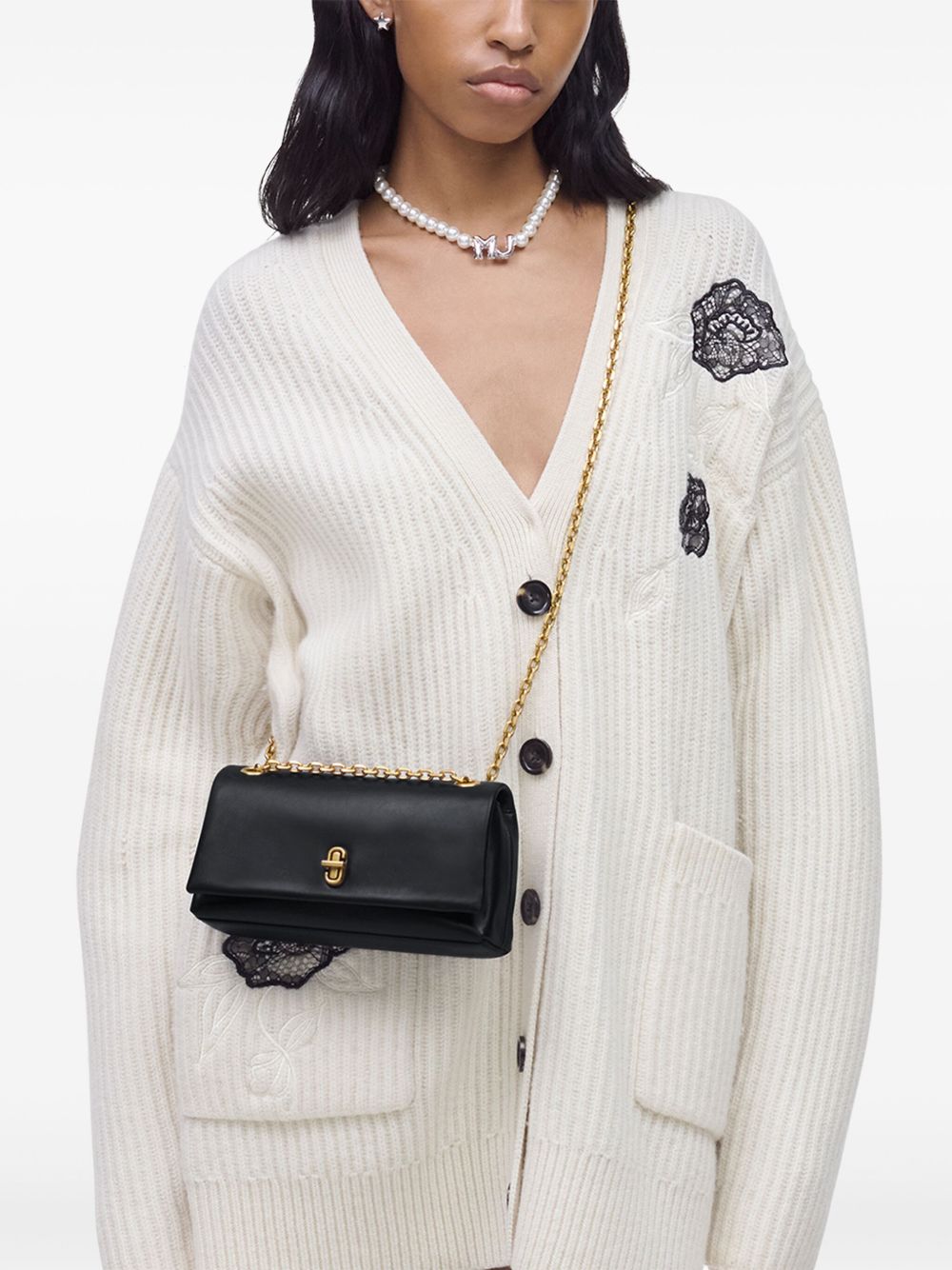 Marc Jacobs The Dual Chain Mini Leather Shoulder Bag Black