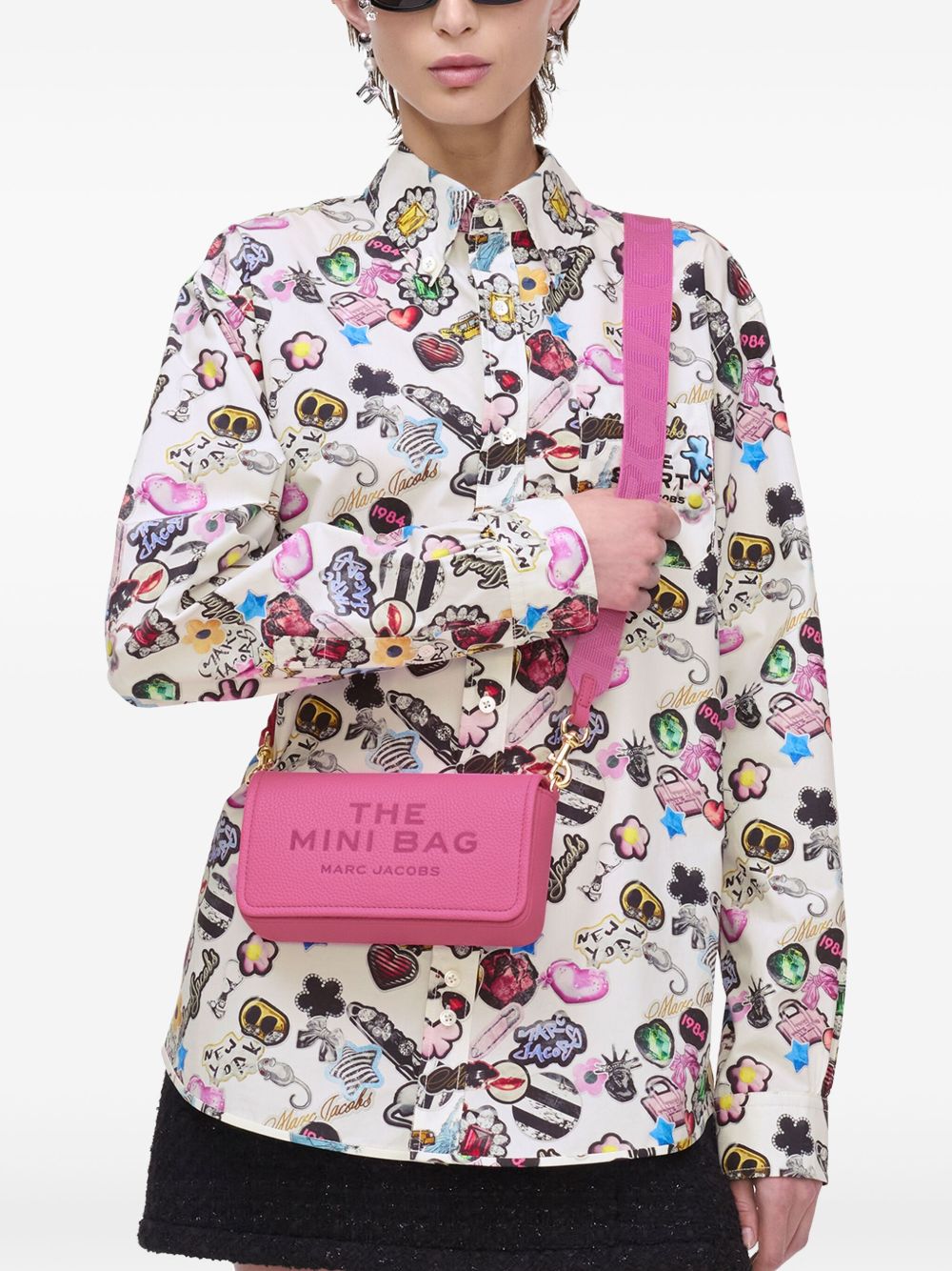 Marc Jacobs The Mini Foldover Crossbody Bag in Fuchsia Leather
