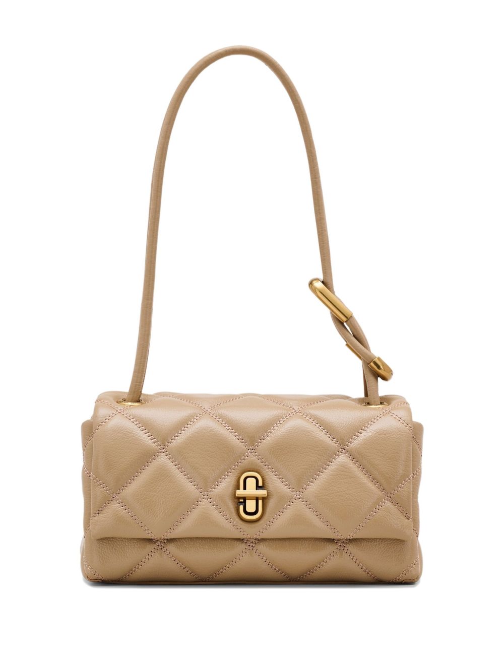 Marc Jacobs The Quilted Mini Dual Chain Leather Shoulder Bag Camel