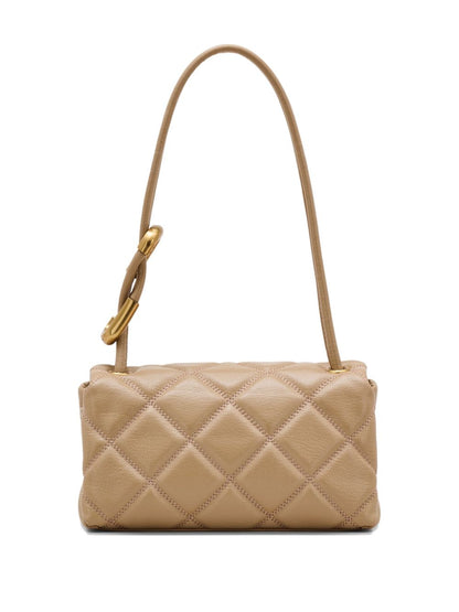Marc Jacobs The Quilted Mini Dual Chain Leather Shoulder Bag Camel