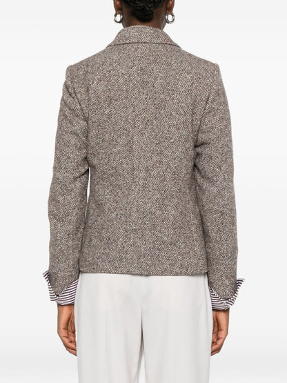 Brunello Cucinelli Double-Breasted Wool and Silk Jacket Brown brown