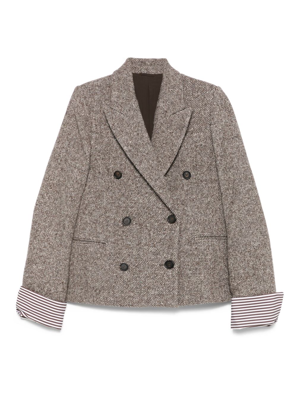 Brunello Cucinelli Double-Breasted Wool and Silk Jacket Brown brown