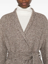 Brunello Cucinelli Tweed Wool Belted Coat Brown
