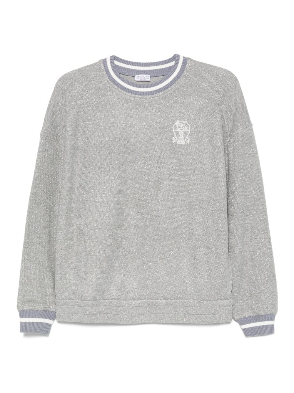 Brunello Cucinelli Embroidered Cotton Logo Sweatshirt Grey