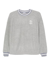 Brunello Cucinelli Embroidered Cotton Logo Sweatshirt Grey