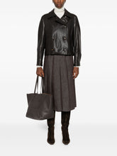 Brunello Cucinelli Mid-Length Pleated Silk-Blend Denim Skirt Brown