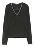 Brunello Cucinelli V-Neck Embellished Cashmere-Silk Sweater Grey Grey