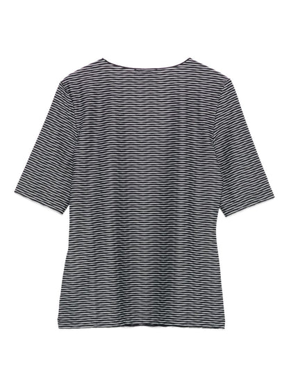 Emporio Armani Striped Grey Scoop Neck Top Grey