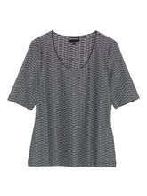 Emporio Armani Striped Grey Scoop Neck Top Grey