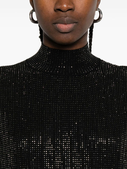 Emporio Armani Sequin-Embellished Wool-Blend Mini Dress Black