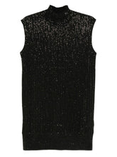 Emporio Armani Sequin-Embellished Wool-Blend Mini Dress Black