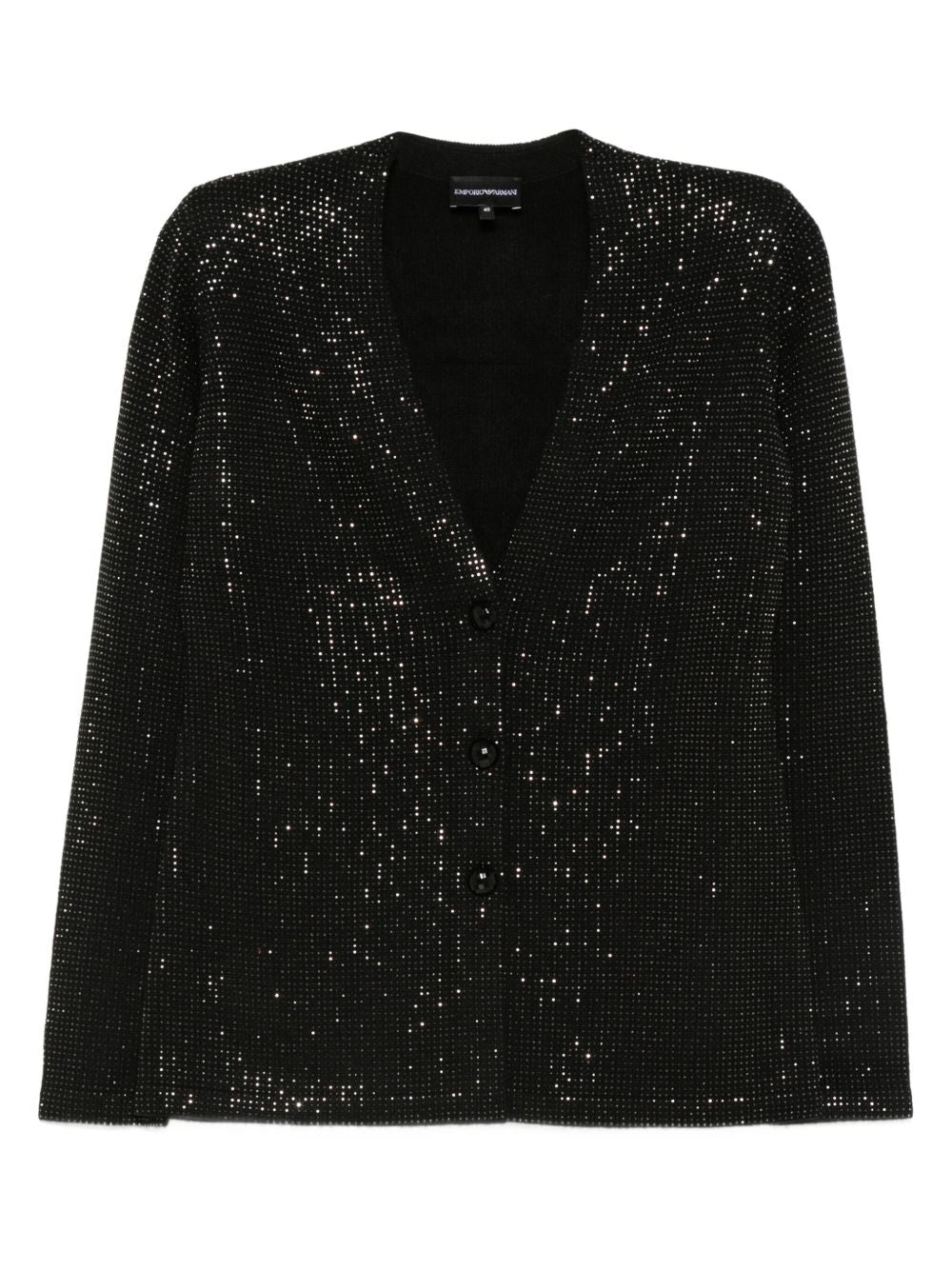 Emporio Armani Single-Breasted Sequin Embellished Wool-Blend Jacket Black Black