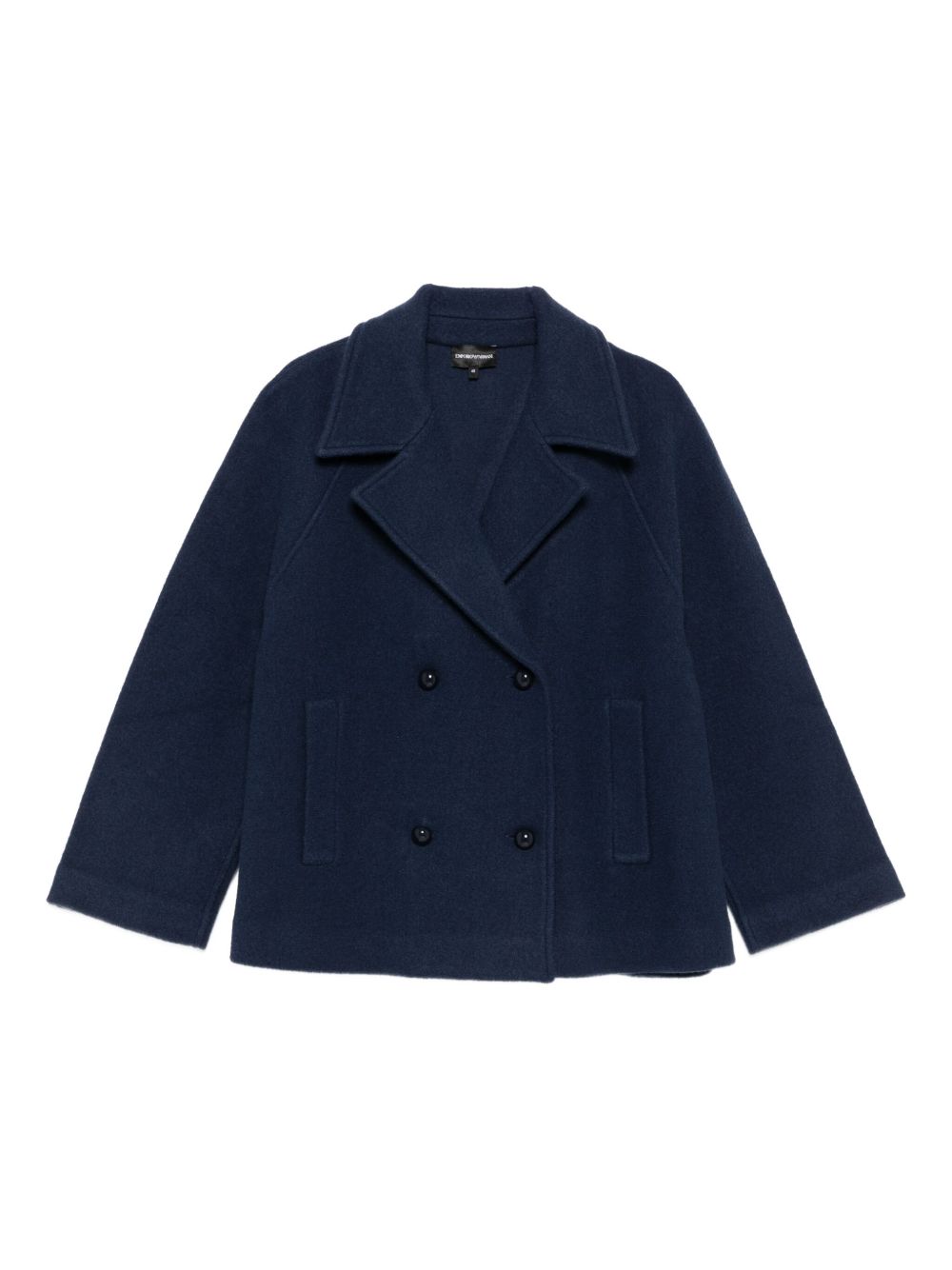 Emporio Armani Double-Breasted Virgin Wool Coat Blue