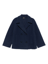 Emporio Armani Double-Breasted Virgin Wool Coat Blue