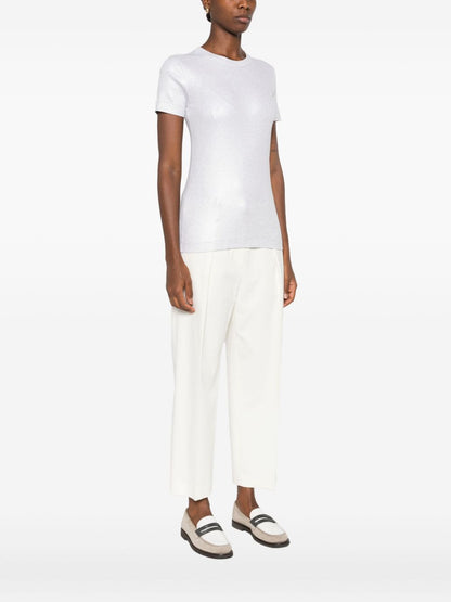 Brunello Cucinelli Ribbed Cotton-Blend T-Shirt Silver