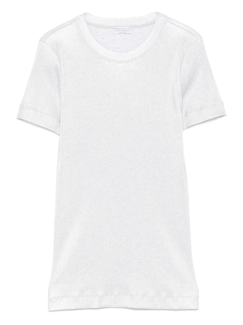 Brunello Cucinelli Ribbed Cotton-Blend T-Shirt Silver