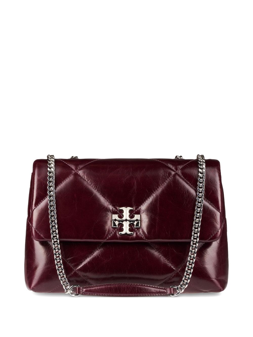 Tory Burch Kira Diamond Quilted Distressed Shoulder Bag Bordeaux