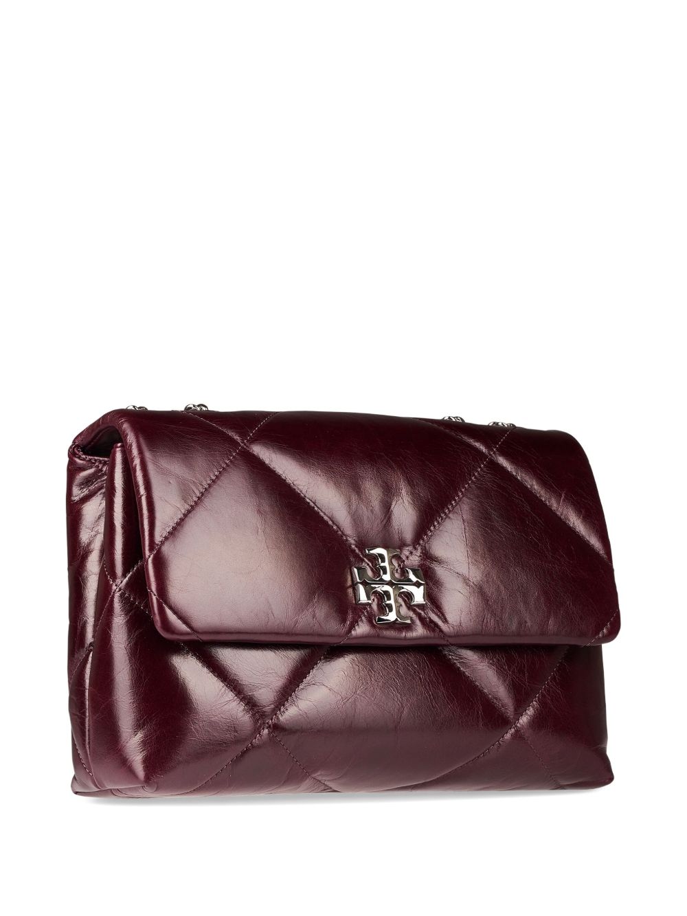 Tory Burch Kira Diamond Quilted Distressed Shoulder Bag Bordeaux