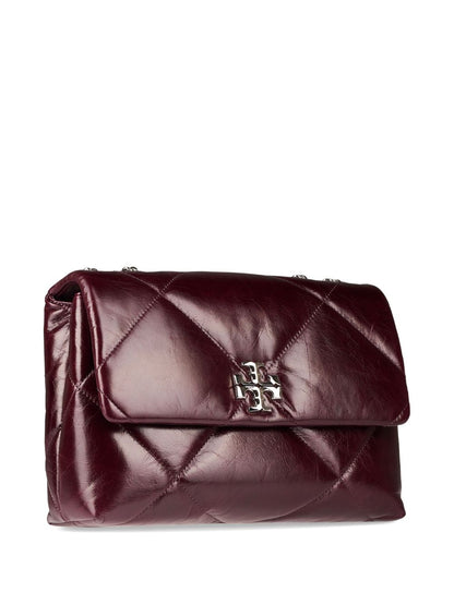 Tory Burch Kira Diamond Quilted Distressed Shoulder Bag Bordeaux