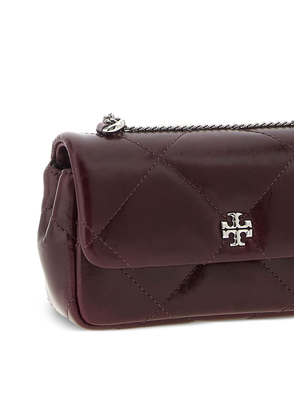 Tory Burch Kira Diamond Quilted Leather Clutch in Bordeaux