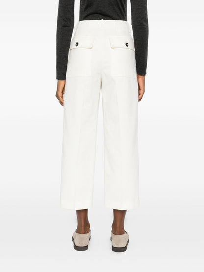 Brunello Cucinelli Pleated Cropped Cotton Trousers White White