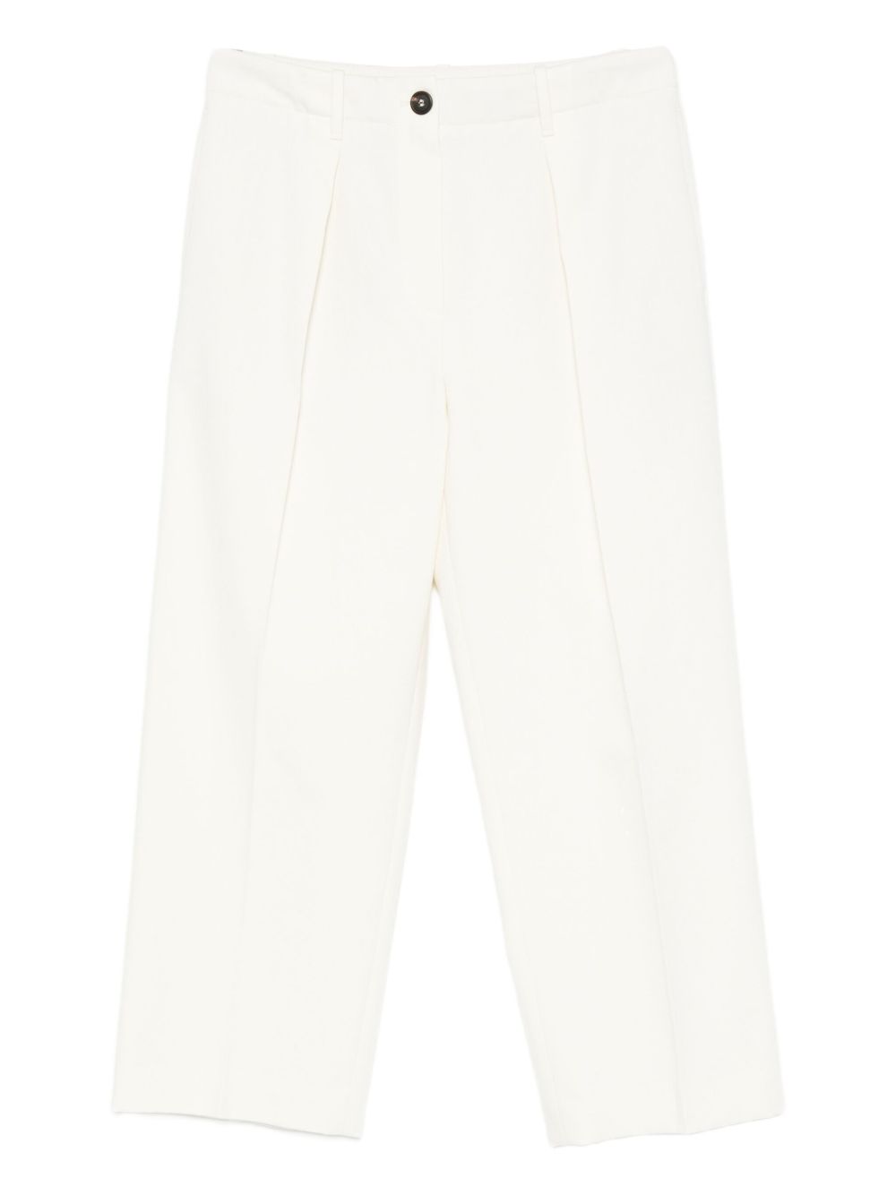 Brunello Cucinelli Pleated Cropped Cotton Trousers White White