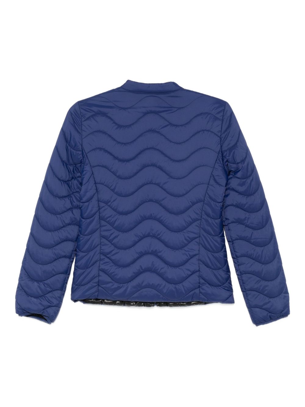 Emporio Armani Quilted Wave Pattern Nylon Jacket Blue