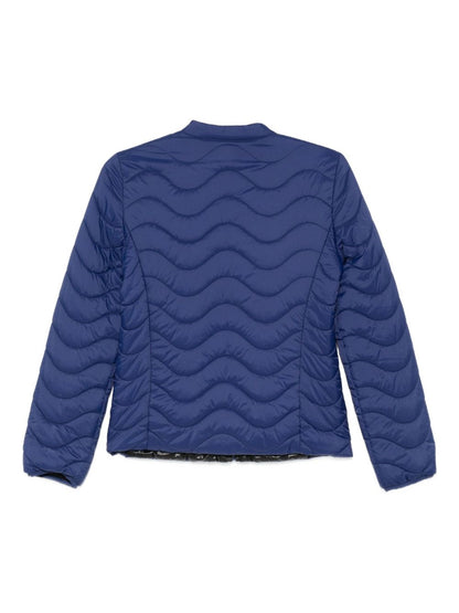 Emporio Armani Quilted Wave Pattern Nylon Jacket Blue