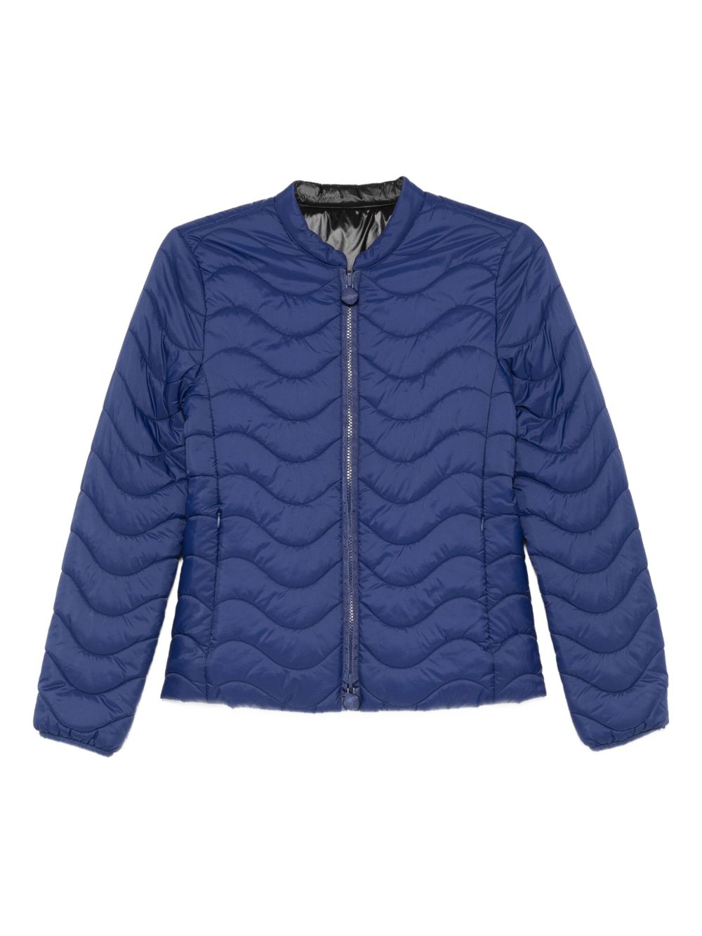 Emporio Armani Quilted Wave Pattern Nylon Jacket Blue