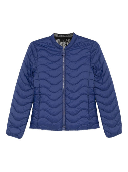 Emporio Armani Quilted Wave Pattern Nylon Jacket Blue