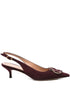 Ferragamo With Heel Suede Slingback Pumps Bordeaux