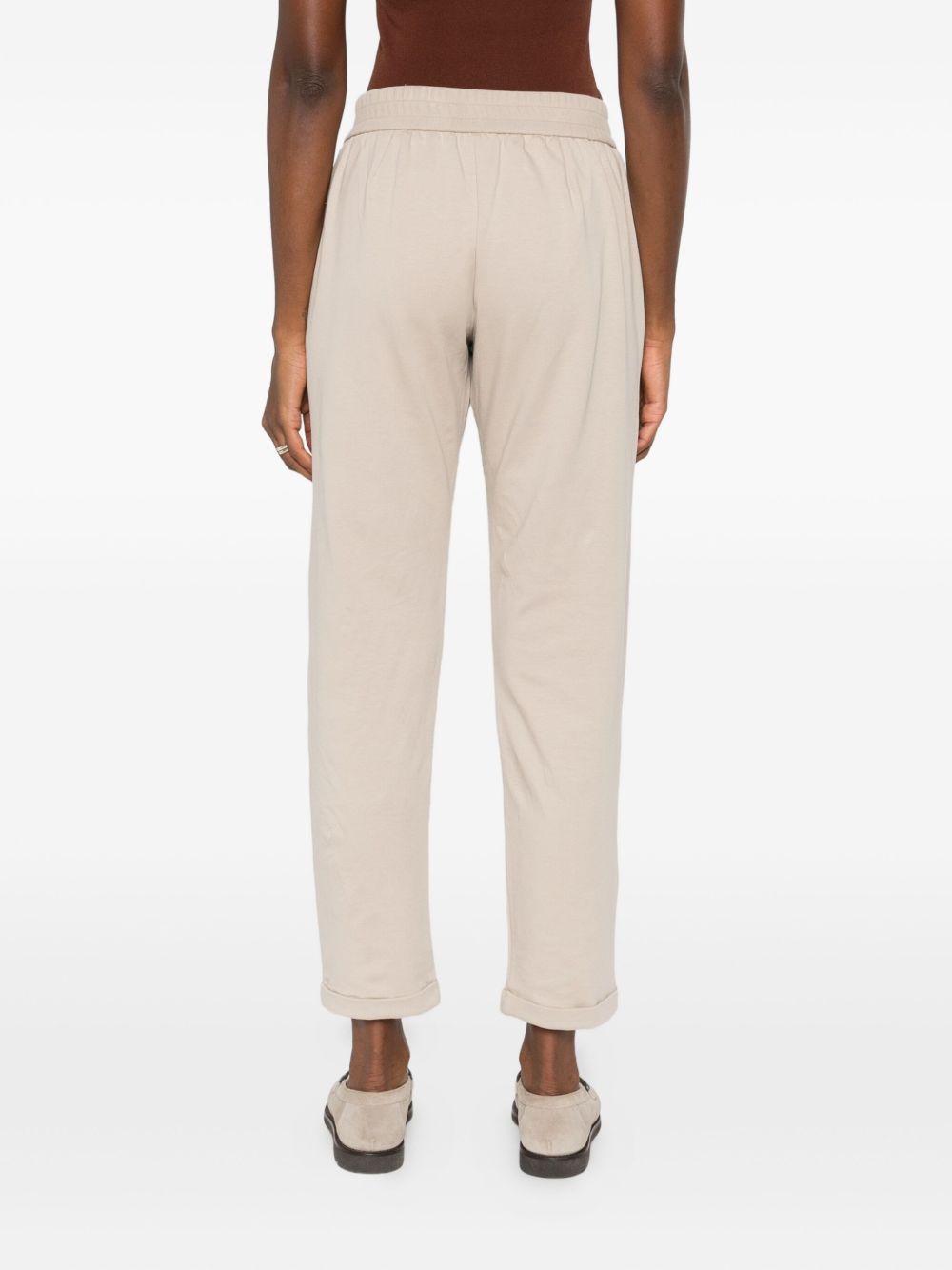 Brunello Cucinelli Drawstring Cuffed Cotton Sweatpants Beige Beige
