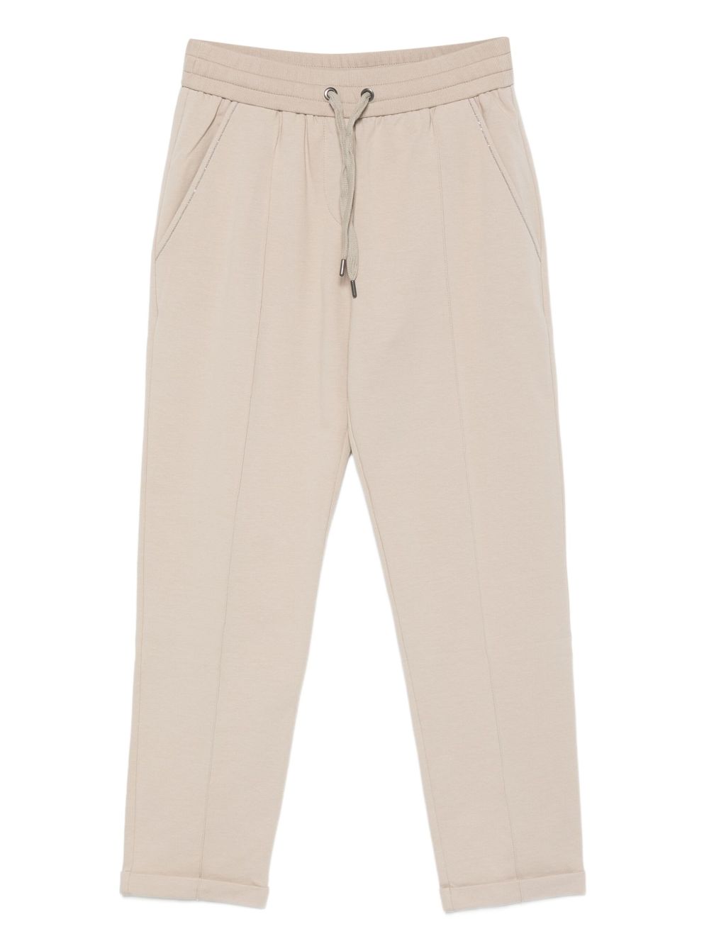 Brunello Cucinelli Drawstring Cuffed Cotton Sweatpants Beige Beige