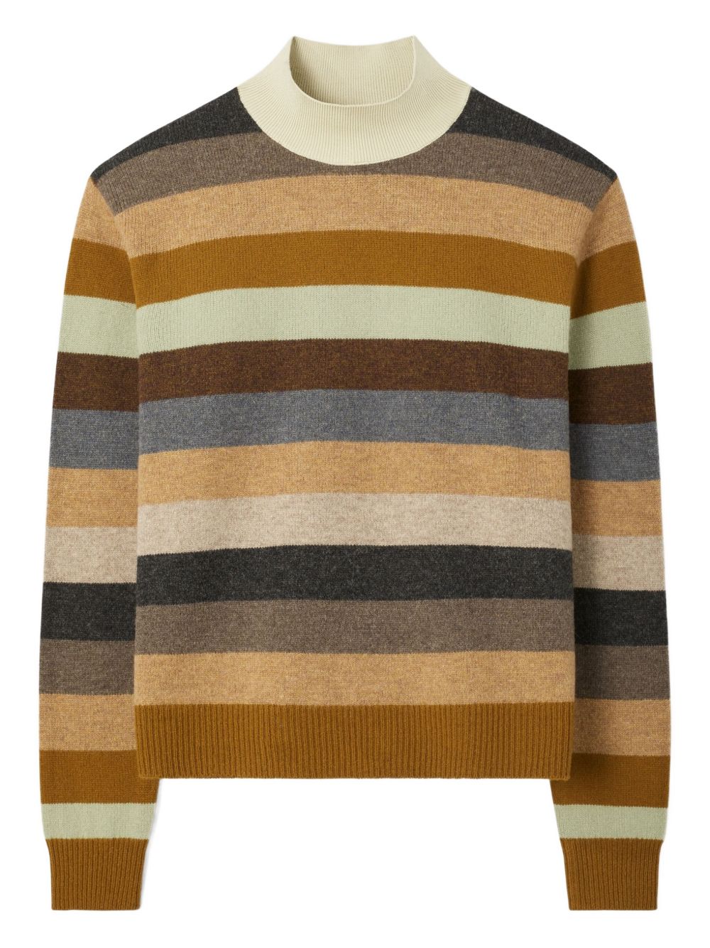 Tory Burch Striped Wool Turtleneck Sweater Multicolour MultiColour