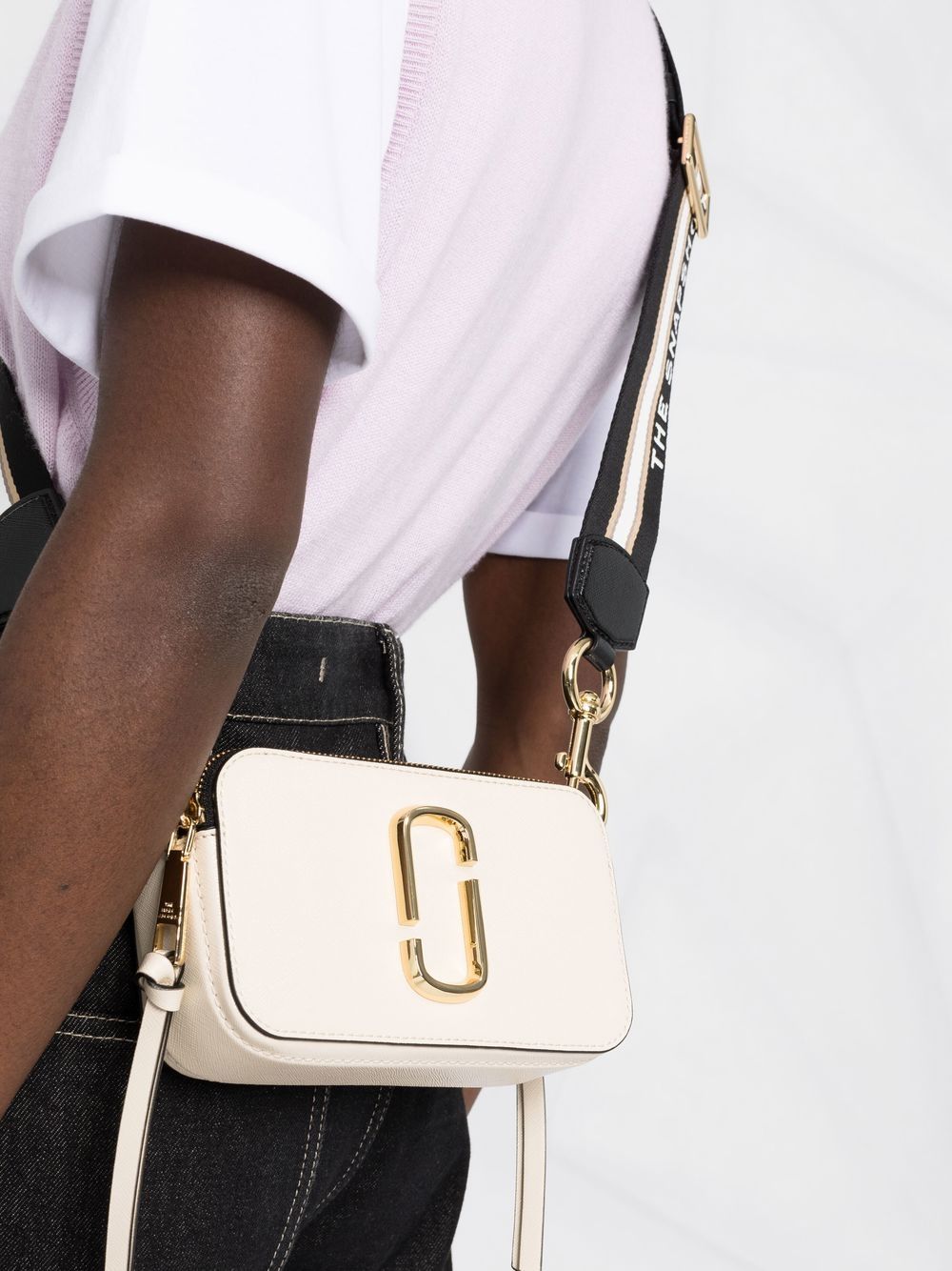 Marc Jacobs The Snapshot Leather Shoulder Bag White