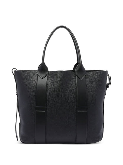 Hogan Pre Medium Calf Leather Script Tote Bag Black
