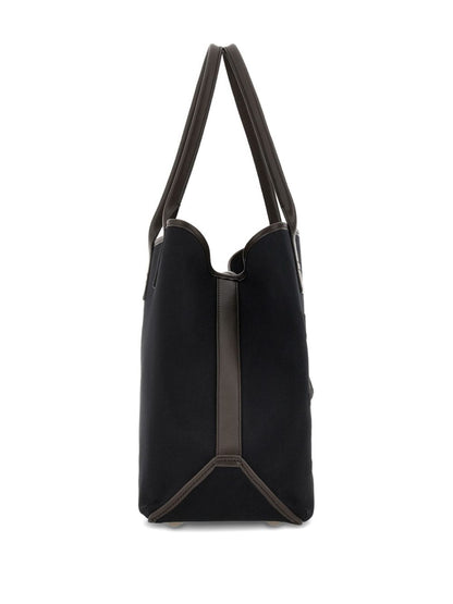 Hogan Pre Pre Script Medium Black Canvas Shopping Bag Black
