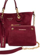 Emporio Armani MyEA Small Faux Suede Shopper Bag Bordeaux