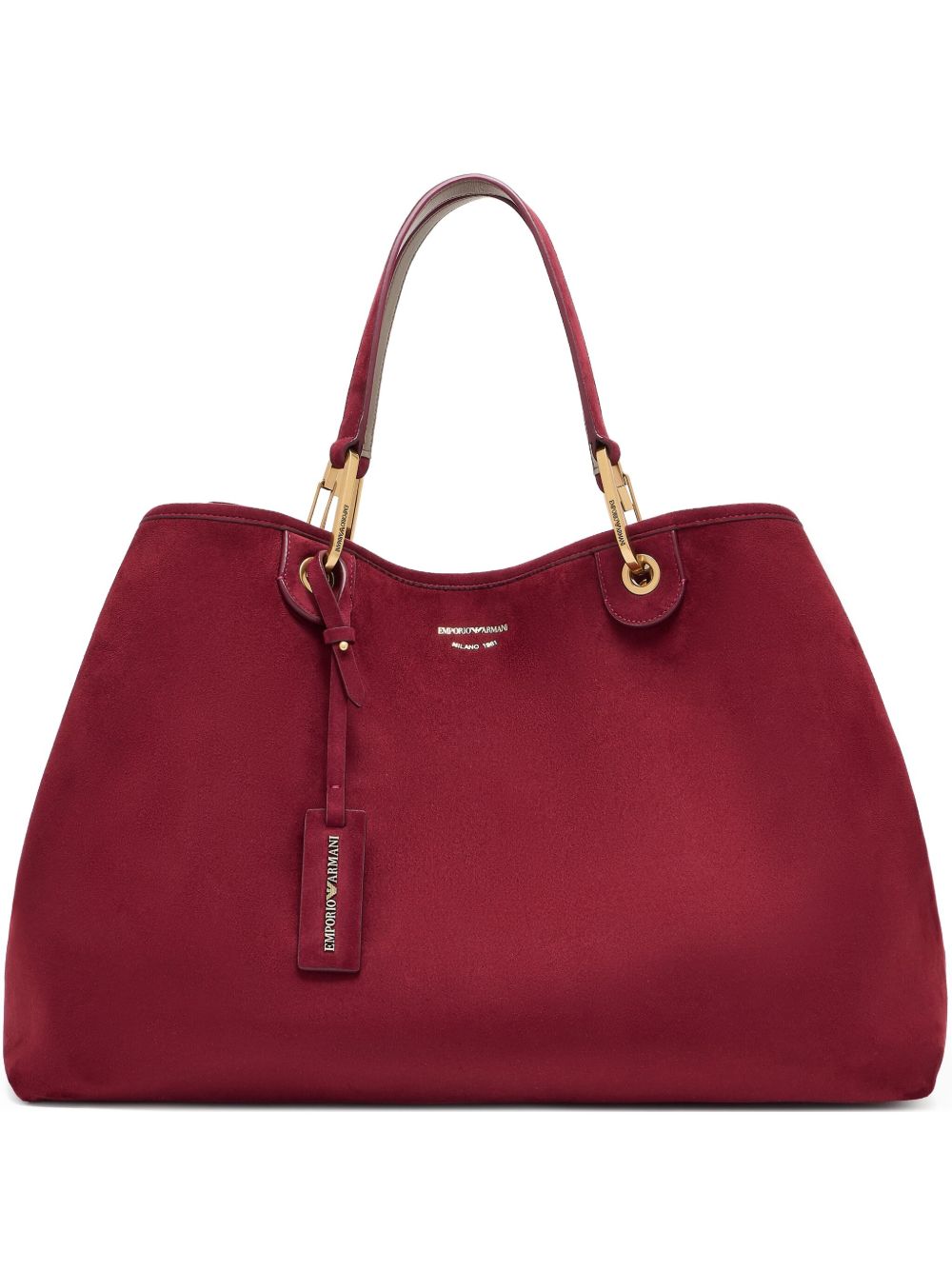 Emporio Armani Large MyEA XL Suede Shopper Bag Bordeaux
