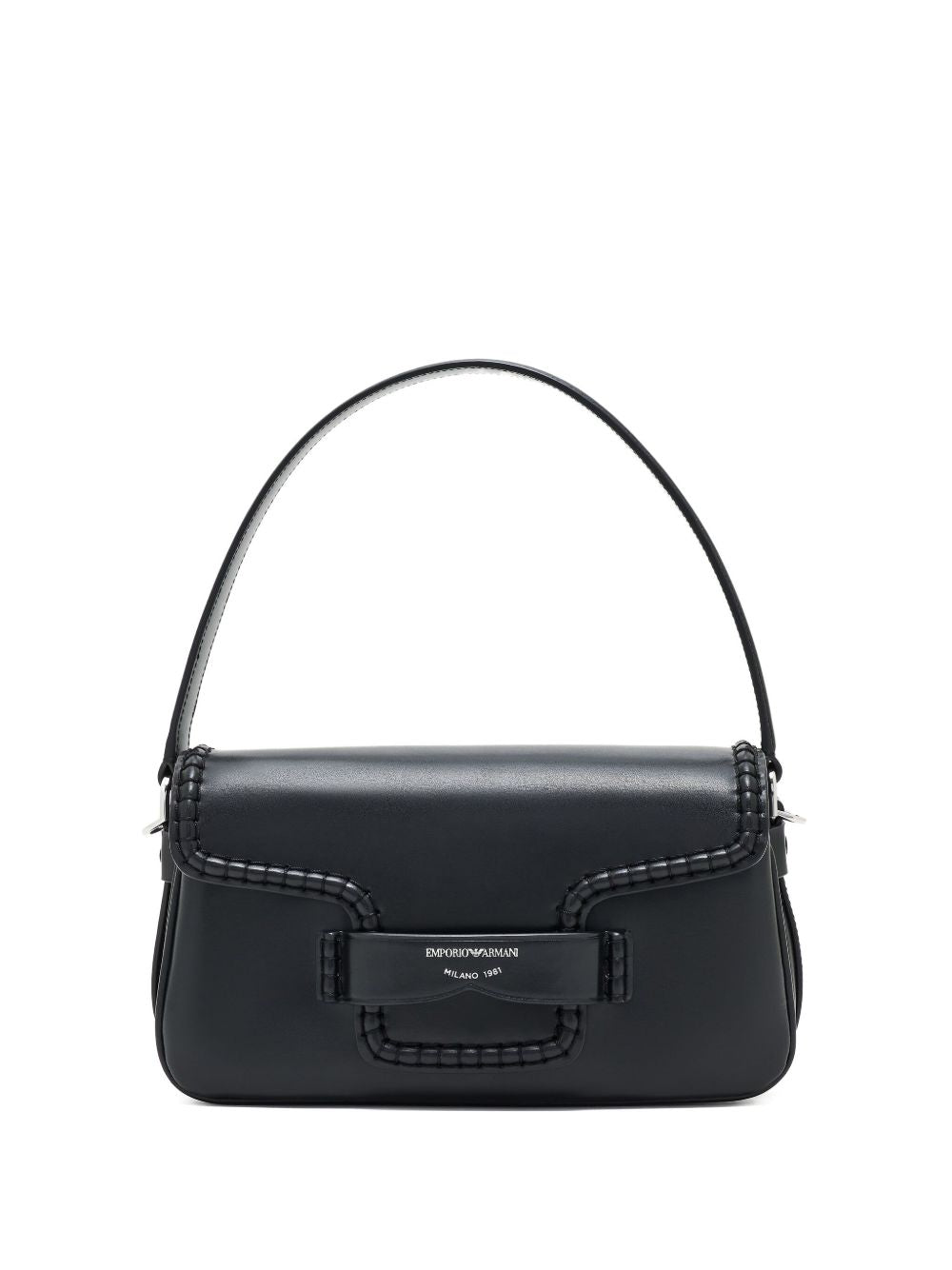 Emporio Armani Shoulder Bag with Buckle in Black Leather