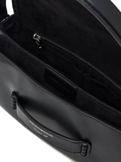 Emporio Armani Shoulder Bag with Buckle in Black Leather