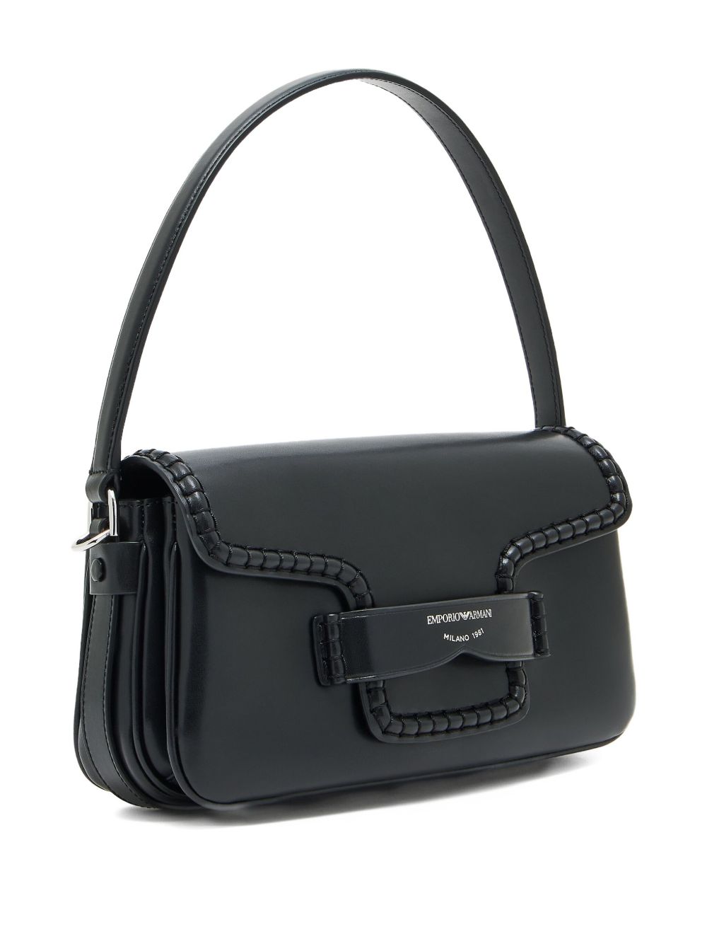 Emporio Armani Shoulder Bag with Buckle in Black Leather