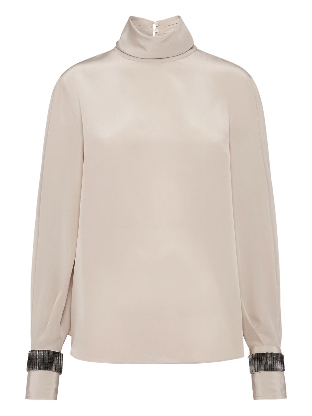 Brunello Cucinelli Silk-Blend Beige Top with Refined Detailing Beige