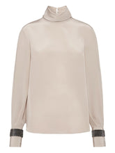 Brunello Cucinelli Silk-Blend Beige Top with Refined Detailing Beige