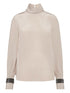 Brunello Cucinelli Silk-Blend Beige Top with Refined Detailing Beige