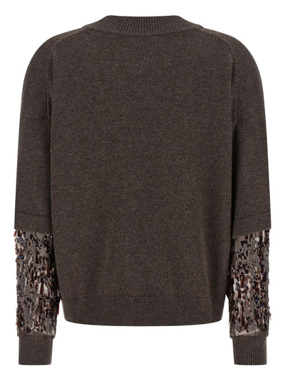 Brunello Cucinelli V-Neck Silk-Cashmere Sweater Brown Brown