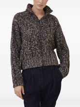 Brunello Cucinelli Wool Zipped Cardigan with Stand Collar Blue