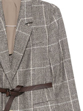 Brunello Cucinelli Checked Wool Belted Single-Breasted Jacket Brown brown