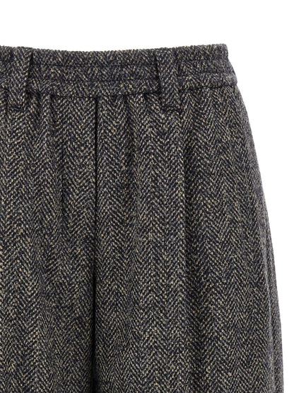 Brunello Cucinelli Wool Herringbone Bermuda Shorts Blue